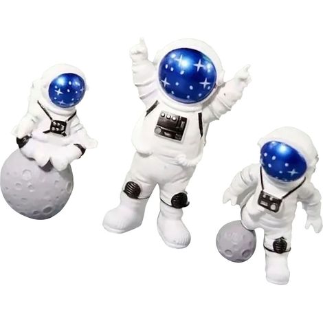 Lot de 3 figurines d'astronautes mignonnes de style nordique en PVC, décoration de bureau, gâteau, chambre d'enfant, étagère à bibliothèque
