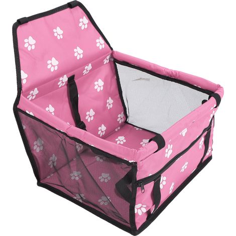 Cage de transport pour animaux de compagnie à motif pattes d'ours, lavable, avec barre de soutien, rose (1/5)