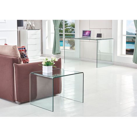 Table d’appoint en verre transparent trempé,table d’appoint transparente,table sofa(CHI) (1/5)