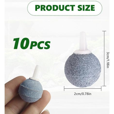 Lot de 10 Diffuseurs d'Air de Forme Boule pour Aquarium Bassin et Culture Hydroponique Pierres à Bulles d'Oxygène pour Pompe à Air Aérateur de Fish Tank 2cm