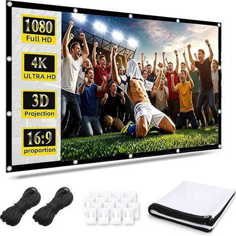 Écran de projection portable 16:9 pour extérieur - 220 x 125 cm - Pliable et lavable - Pour home cinéma, bureau, camping et événements sportifs (1/5)