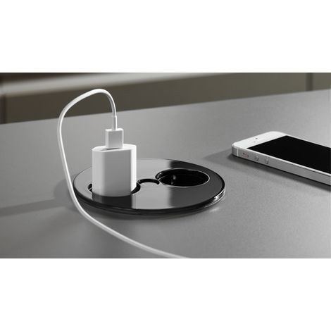 BLOC TWISTmultiprise encastré rond double prise couleur NOIR- BACHMANN - 931.152