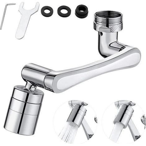Rallonge robinet universelle 1 pièce, rotation 1440° laiton ABS, embout 2 modes eau mousse/douche pour cuisine et salle de bain (1/4)