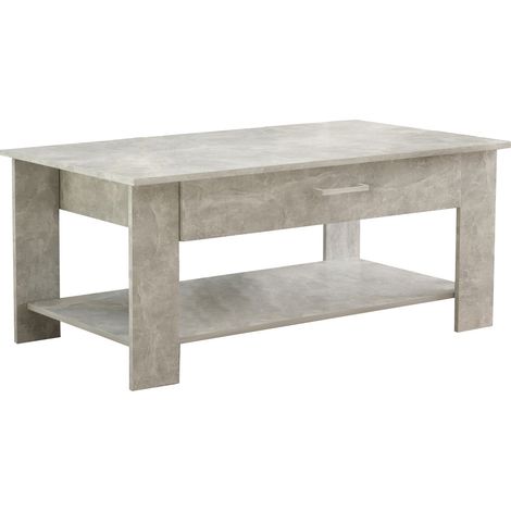 Tavolino basso da salotto in legno truciolare con 2 ripiani e 1 cassetto porta oggetti Magic - Grey