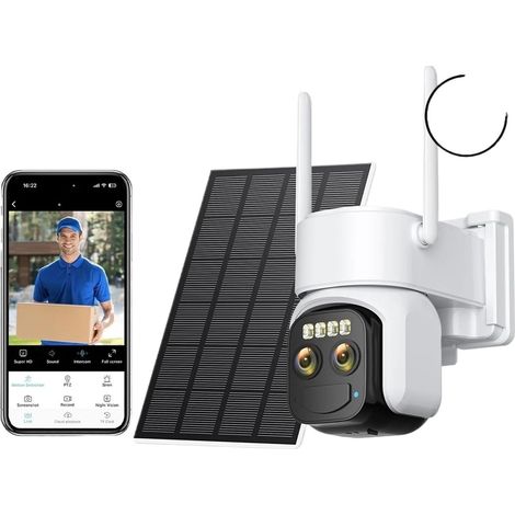 Caméra de Surveillance extérieure HD sans Fil Solaire 10 MP 5K avec Zoom 10x, Wi-FI, Suivi Automatique et autonomie de 365 Jours.(10MP NO SD Card) (1/5)