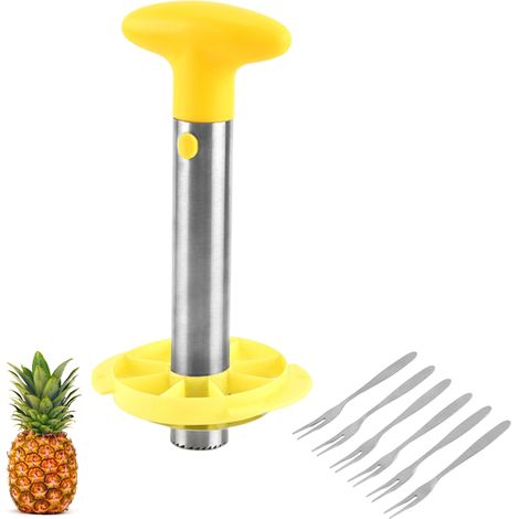 Découpe-Ananas en Acier Inoxydable, Outil de Corage et Trancheur avec Fourchettes pour un Épluchage Facile (1/5)