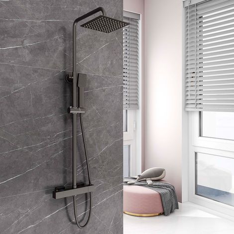 Sistema Doccia con Termostato OCEAN ITALY Colonna Doccia con Miscelatore Termostatico Rubinetto 280x40mm Nero