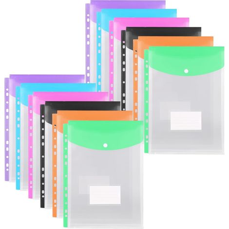 Organiseur De Fichiers A4 - 12 Pièces - Extensible Jusqu'à 2 cm - Fermeture Par Bouton Pression - Transparent - Pour Bureau École Maison (1/5)