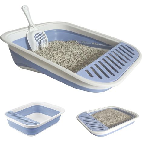 Bac à Litière pour Chat, Grande Maison de Toilette Pliable avec Pelle à Litière, Portable, Entrée Basse, Toilettes de Voyage avec pédale de Sable tombante pour Chats jusqu'aux Chats Plus âgés (1/5)