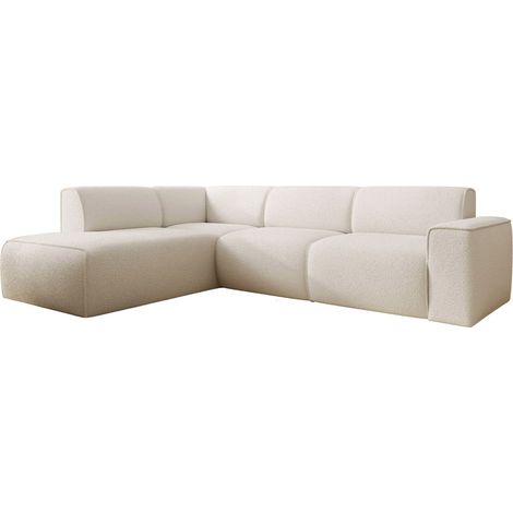 Selsey Bouvi – Ecksofa mit seitlicher Rückenlehne an der Ottomane, links, creme, Bouclé