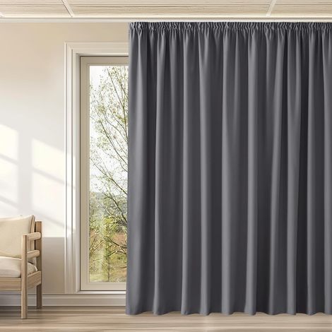 Rideau Gris Galon Fronceur Occultant 300 cm Thermique Intérieur (1/5)