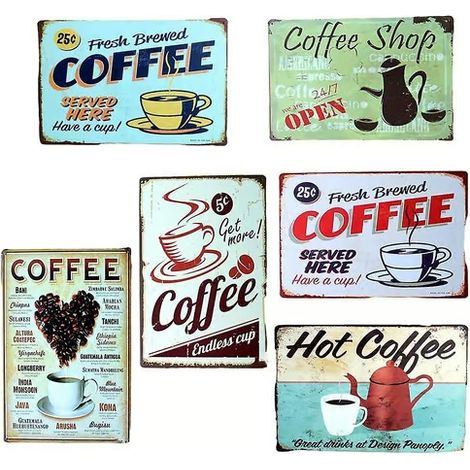 Plaque de fer-blanc décorative « Café » (20 x 30 cm), idéale pour les karaokés, bars, restaurants et décoration rétro. Convient aux espaces karaoké, bars et restaurants. (1/5)