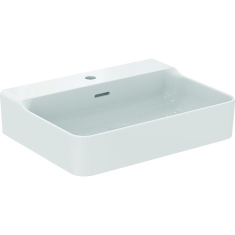 Lavabo CONCA 600x450x165mm blanco con IdealPlus 1 orificio para grifería, con rebosadero IDEAL STANDARD