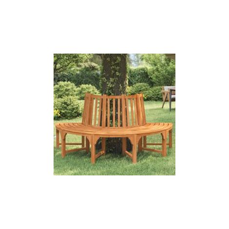 Banc demi-circulaire tour d'arbre Ø208cm bois massif eucalyptus (1/4)