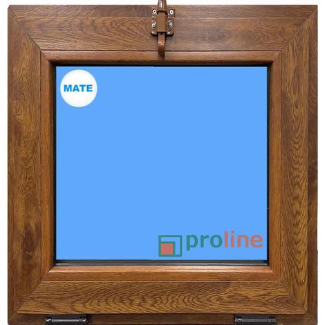Ventana PVC 500X600 Roble Dorado Abatible (Golpete) Vidrio Mate (1/4)
