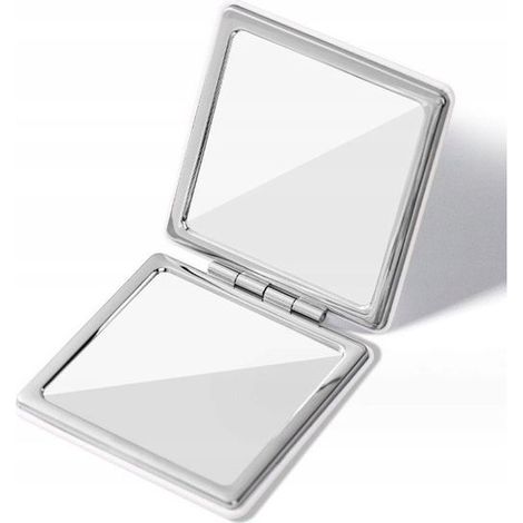 Miroir cosmétique carré en métal Ecarla, ouvrant, blanc, L12 (1/3)