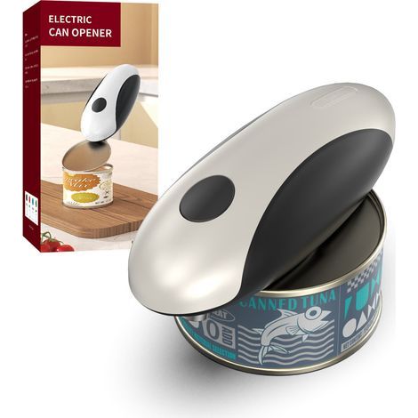 Rechargeable electric can opener for kitchen, ergonomic design, automated opening of canned goods, ideal for canners and practical cooking enthusiasts, with (1/2)