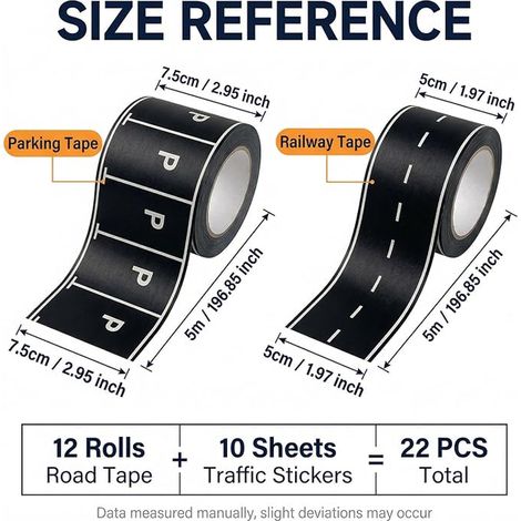 Washi Tape Road Sign Stickers, Traffic Railway, 17 Pieces (1/3)