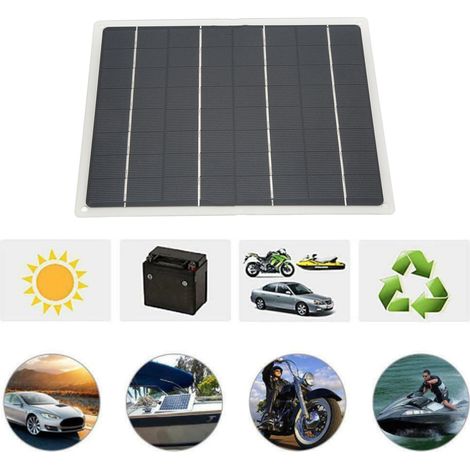Accessoires pour camping-car : panneau solaire monocristallin 10 W, double interface USB, clip de batterie et câble allume-cigare (1/5)