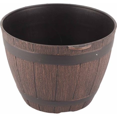 Pot de fleurs en résine PP imitation bois, tonneau de plantation (1/5)
