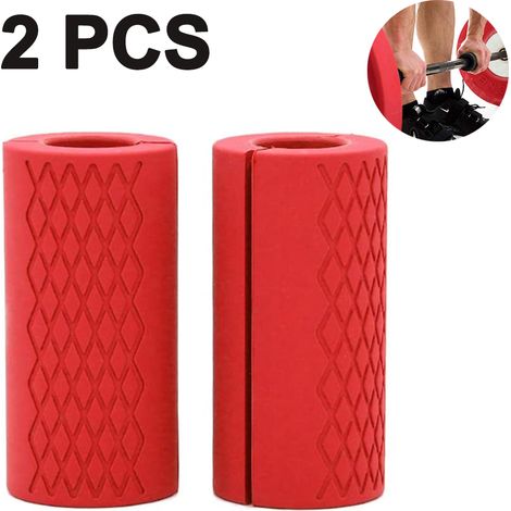 Grip Pour Haltère - Diamètre Intérieur 24 mm - En Silicone - Noir Bleu Rouge - Pour Barres Standards 25/28/30 mm - Lot de 2 (1/5)