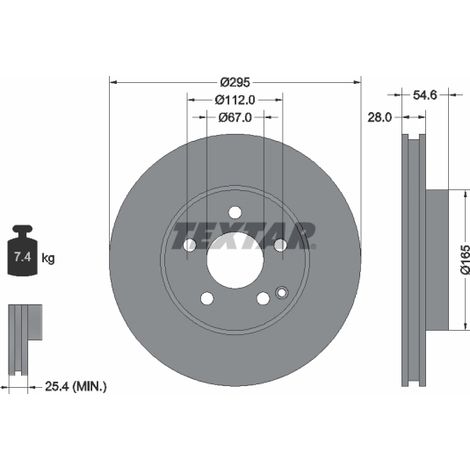 Lot de 2 Disques de frein Textar 92115105 MERCEDES-BENZ 2114210712 A2114210712