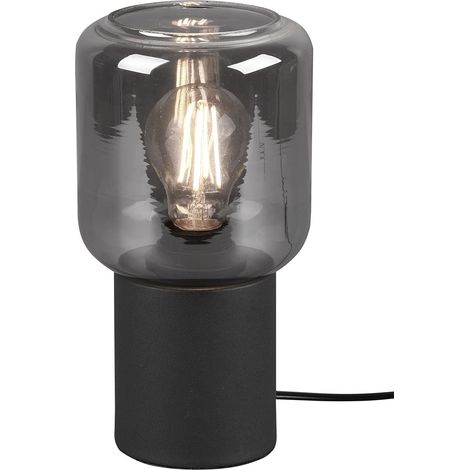 Lampe de table en métal noir mat et verre fumé 1 ampoule E27 non incluse (1/4)