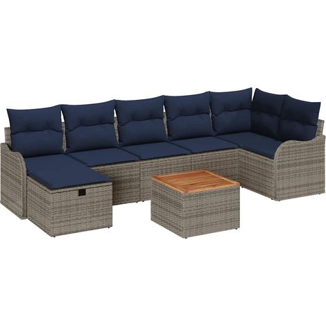 Garden Sofa Set 8 pcs Grey Poly Rattan vidaXL (1/5)