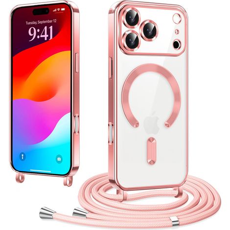 Custodia per iPhone 17 Pro Max, Electro MagSafe, rosa + cordino (1/5)