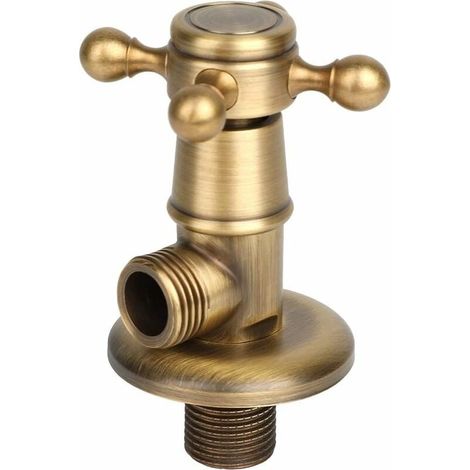 Vanne Triangulaire en Laiton, Vanne d'angle en Cuivre de Salle de Bain G1/2 Vanne d'Arrêt d'eau Chaud et Froid Universelle Composants de Douche Raccord Universels-LIAIKI (1/5)