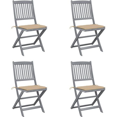 Klappbare Gartenstühle 4 Stk. mit Kissen Massivholz Akazie