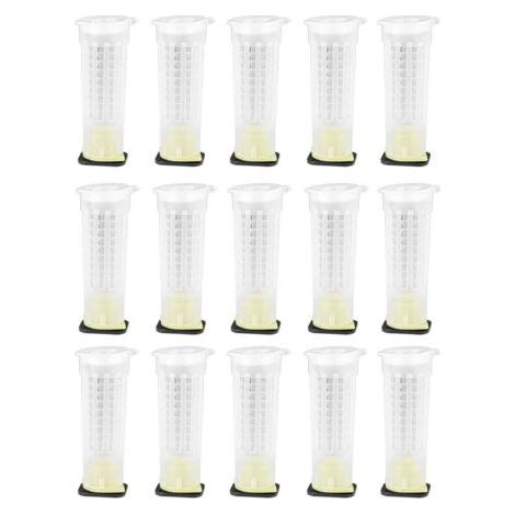 15 Pcs Bee Queen Cages D'élevage Multifonctionnel Anti-Morsure Protecteur Équipement D'apiculture en Plastique Outils D'insectes (3x1.2x1.2in) (1/5)