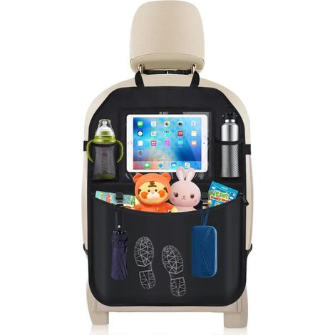 Protecteur de dossier de voiture 1/2 pièce, organisateur de siège arrière de voiture pour enfants, protecteur de siège de voiture étanche avec support de tablette à écran tactile et grandes (1/5)