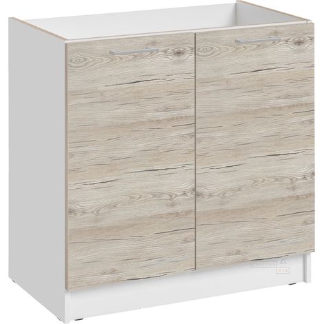 Mueble para fregadero Eco Nogal Blanqueado 2 puertas L 80 cm (1/5)