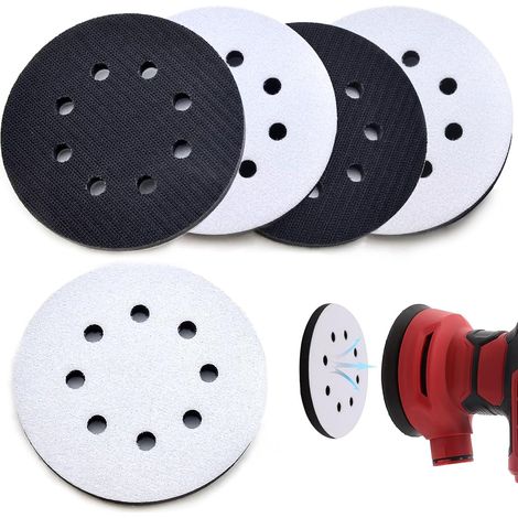 Tampon interface ponçage lot de 5, 125 mm, éponge 8 trous pour ponceuse excentrique, patin rechange et bricolage, plateau interface de ponçage (1/5)