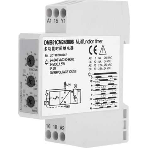 Relais temporisé multitension 24 V CC et 24-240 V CA avec 7 options de fonction