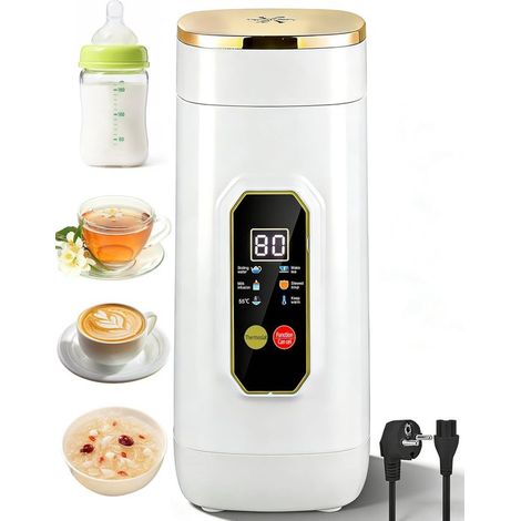Kleiner Reise Wasserkocher tragbarer Edelstahl 450 ml leise mit 6 präzisen Temperatureinstellungen elektrischer Wasserkocher für Kaffee, Babymilc (1/5)