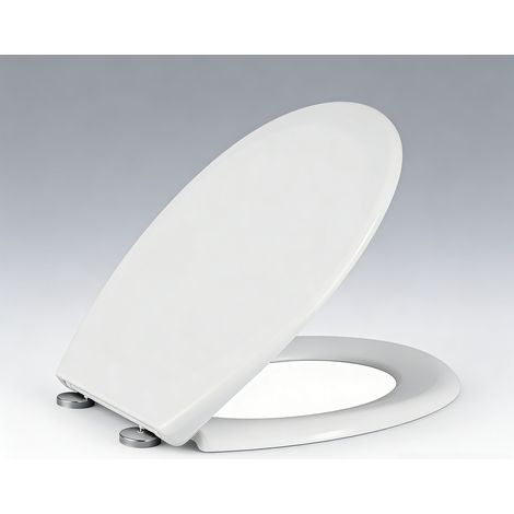 WC Sitz mit Absenkautomatik, MEEJEE Toilettendeckel Duroplast O-Form Quick-Release Funktion (450370MM) (1/5)