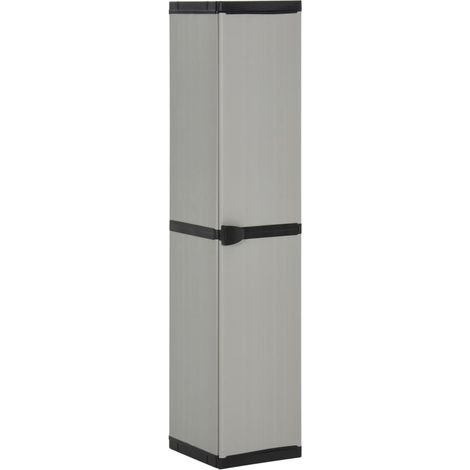 Garten-Lagerschrank mit 3 Böden Grau & Schwarz 34x40x168 cm