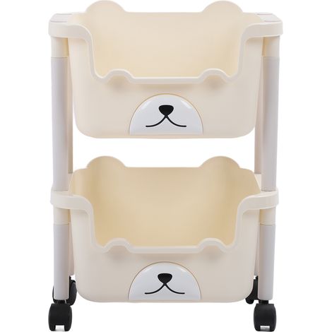 Chariot de rangement à roulettes haute capacité, étagère roulante 2 niveaux pour salle de bain, cuisine, classe, espaces étroits (1/5)