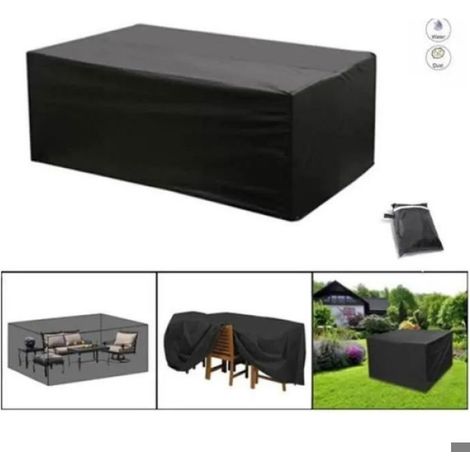 Housse de Protection - Table de Jardin - Polyester Imperméable - 180 x 120 x 74 cm - Noir - 1 Pièce (1/4)