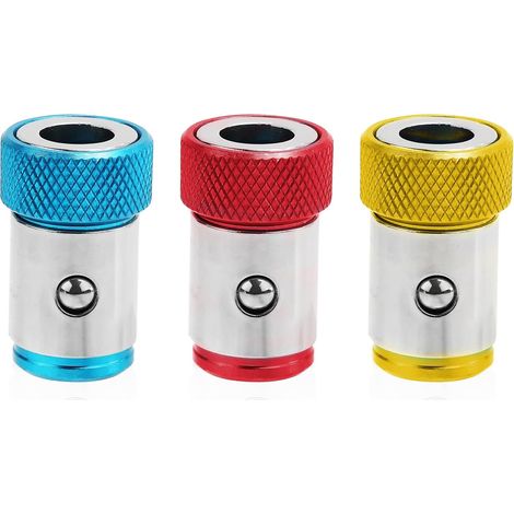 3pcs Anneau Magnétique Tournevis, Métal Embout Tournevis Magnétique Anneau Amovible Screwdriver Head Magnetic Ring pour Tournevis Hexagonal 1/4 Po et Embouts Électriques