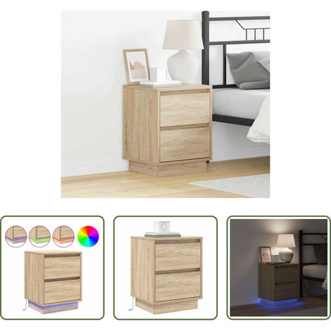 Holz Nachttisch - Nachttisch Sonoma-Eiche 39 x 34,5 x 50 cm Holzwerkstoff (1/5)