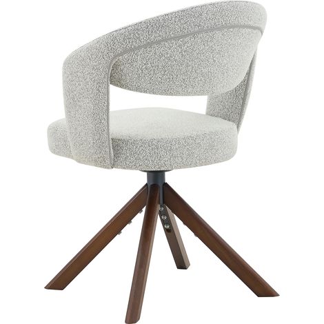 Lot de 2 chaises pivotantes rétro luxe. Tissu texturé gris clair avec pieds en bois massif couleur noyer, rotation silencieuse à 360° et dossier incurvé. Convient à la salle à manger et à d’autres esp (1/5)