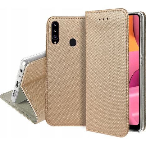 SMART MAGNET BOOK Holster für Samsung Galaxy A20S GOLD + GLAS (1/5)