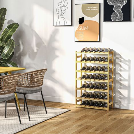 Weinregal, 7 Etagen, für 42 Flaschen, Kippschutz, Kiefernholz, 63x25x102cm, Natur