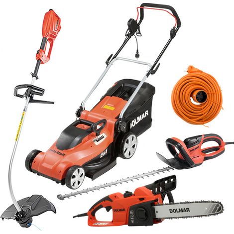 PACK - DOLMAR Tondeuse 41cm EM410 + Coupe-Herbe ET101C + Taille-Haie 65cm HT6510 + Tronçonneuse 35cm ES39TLC + Rallonge 40m
