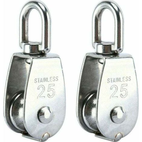 Poulie de Levage, Poulie Simple en Acier Inoxydable 304 Poulie Simple M25 Charge 150kg, Lot de 2 (1/4)