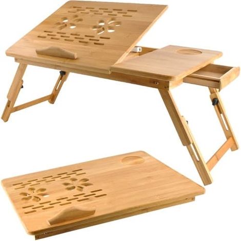 Support pour ordinateur portable en bambou / Support pour ordinateur portable - Hauteur et angle réglables (1/5)