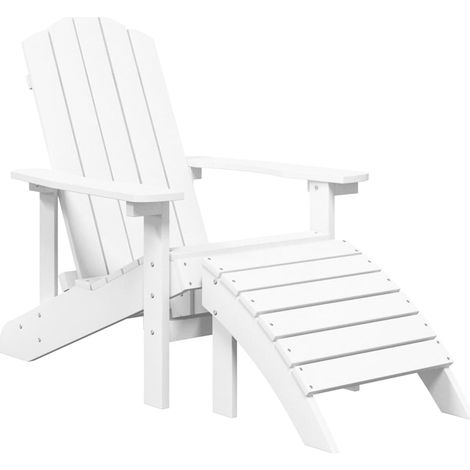 Garden Adirondack Chair with Footstool HDPE White vidaXL